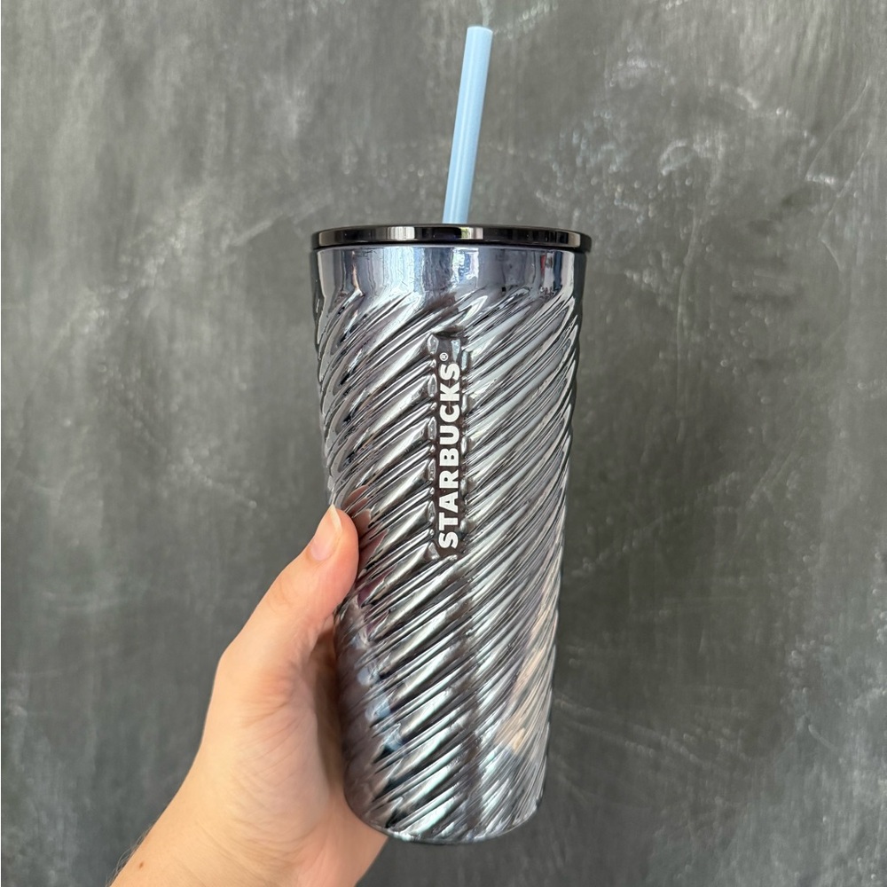 Starbucks Blue+Silver Twist Glass Cold Tumbler